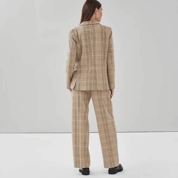 Womens Beige Plaid Single-Breasted Blazer Size L NWT Notch Collar - Picture 4 of 12